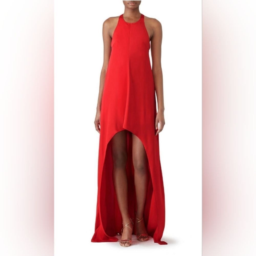 Kaufmanfranco sleeveless Maxi Dress low high Gown Red  Size 2